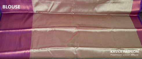 Semi Banarasi Kora Muslin Tanchui Soft Silk Saree Green and Purple