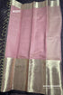Pink Soft Semi Banarasi Tissue Silk Saree with Floral Zari Border