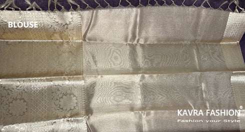 Pink Soft Semi Banarasi Tissue Silk Saree with Floral Zari Border