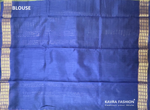 Semi Raw Silk Mehendi Green Handloom Saree with all over Khapa dots and khapa border
