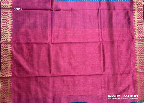 Semi Raw Silk Turquoise Blue Handloom Saree with all over Khapa dots and khapa temple border
