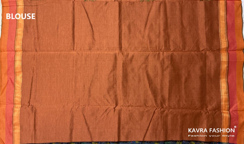 Grey Kanchi Cotton Kalamkari Hand Paint Handloom Saree with Contrast Pallu and Border