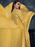 Yellow Modal Satin Gown with Dupatta with Zari Work