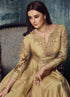 Beige Modal Satin Gown with Dupatta with Zari Work