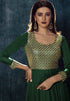 Dark Green Modal Satin Gown with Dupatta with Zari Work
