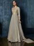 Grey Modal Satin Gown with Dupatta with Zari Work