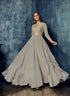 Grey Modal Satin Gown with Dupatta with Zari Work