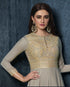 Grey Modal Satin Gown with Dupatta with Zari Work