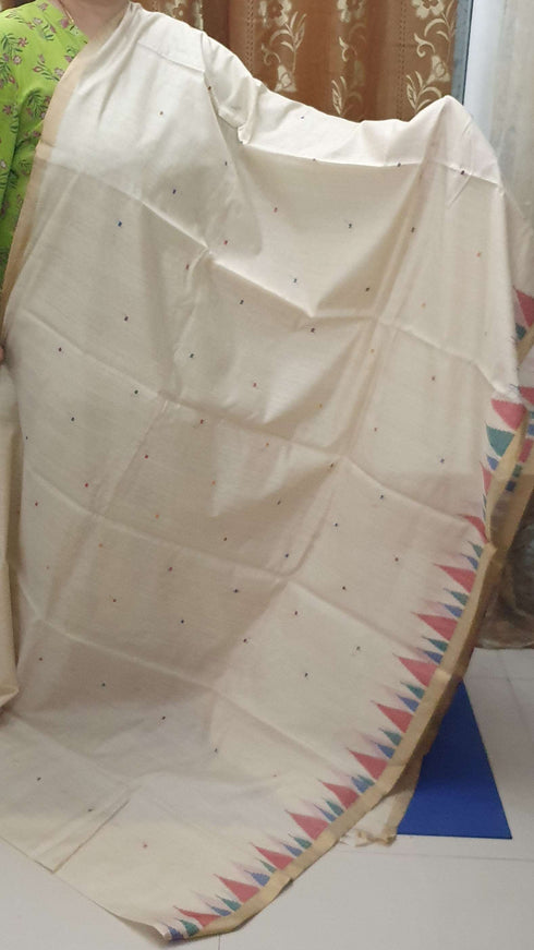 Ahimsa Pure Kosa Silk Saree with Golden Zari Border