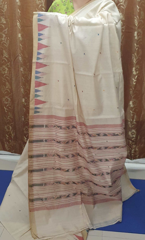 Ahimsa Pure Kosa Silk Saree with Golden Zari Border