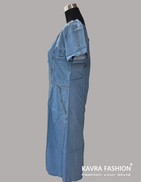 Readymade Blue 100% Denim Knee Length Kurti