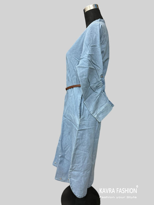 Readymade Blue 100% Denim Knee Length Kurti