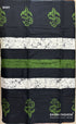 Black Hand Printed Mulmul Saree Black Green White Border