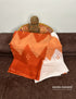 Orange Hand Block Printed Mulmul Saree with White Border