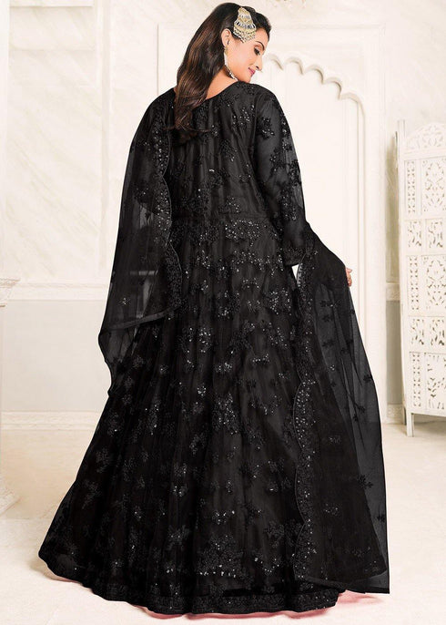 Black Net Designer Anarkali Suit