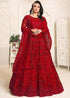 Red Net Designer Anarkali Suit
