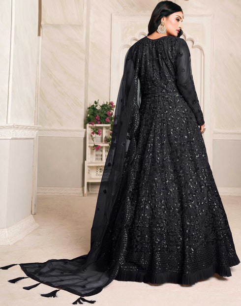 Black Net Designer Anarkali Suit