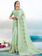 Light green coloured Georgette Saree with Lakhnavi Work Border