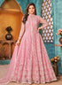 Pink Designer Floor Length Cord Sequins Net Salwar Suit