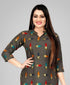 Grey Foil Printed Straight Cut Rayon Kurti