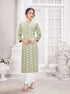 Light Green Rayon Lakhnavi Kurti with White Pants