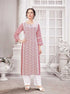 Baked Pink Rayon Lakhnavi Kurti with White Pants