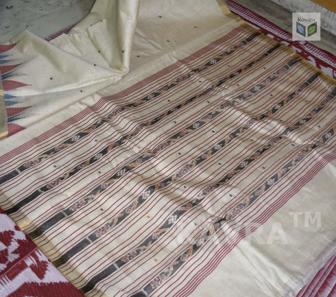 Ahimsa Pure Kosa Silk Saree with Golden Zari Border